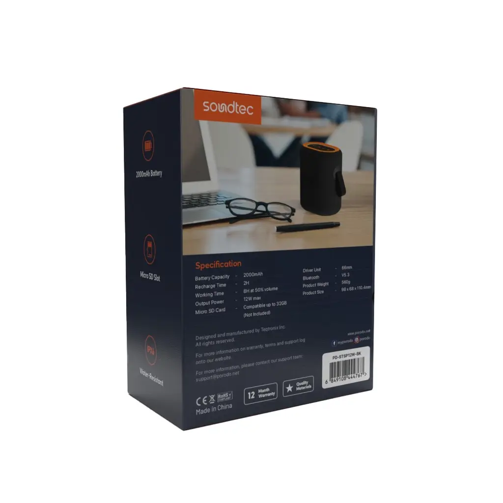 Porodo Soundtec Rave Portable Speaker - Black (2).webp