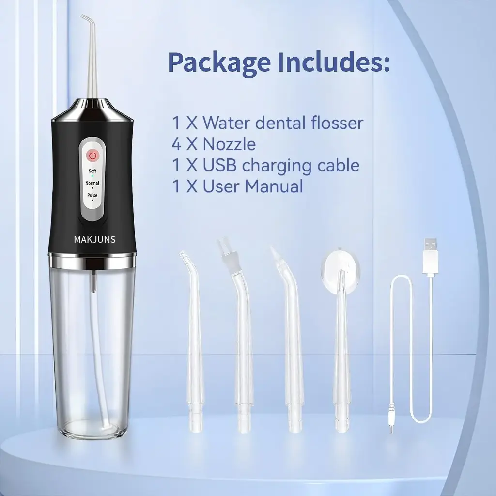 Water-Flosser-Cordless-Teeth-Cleaner Water Dental Flosser with 3 Modes 4 Jets Rechargeable IPX7 Waterproof for Travel Home Braces