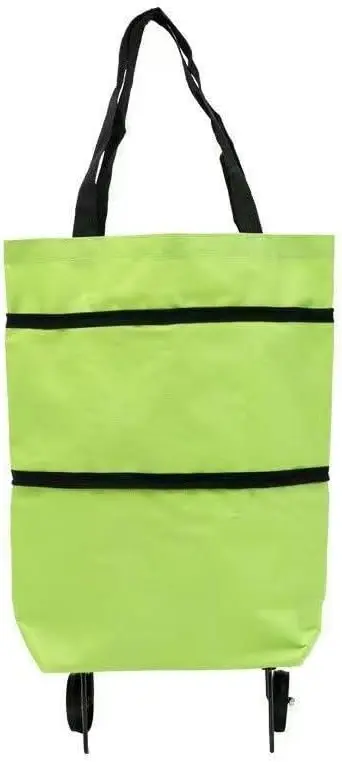 2 in 1 Lightweight Collapsible Shopping Cart, Folding Cart with Wheels, Reusable Grocery Bags, Travel Bag for Women or Men, Home, Kitchen
