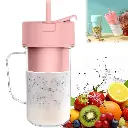 Juicer Cup Pink Six-Leaf Blade English Version Straw Cup, Portable for and Shakes Fresh Juice Portable Usb 6 Smoothie Great for Kitchen Home Party Travel Outdoor