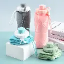Folding Silicone Water Bottle Sports Water Bottle Outdoor Travel Portable Water Cup Running Riding Camping Hiking Kettle - 600 Ml 