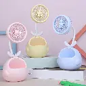 Mini Fan Mute Cool Rechargeable Cartoon Deer Horn Summer Desk Mini Fan Pen Holder for Dormitory