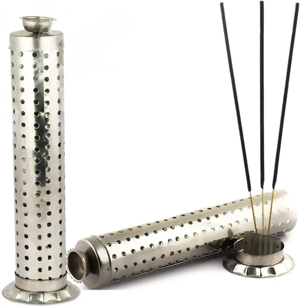 Shubhkart Nitya Stainless Steel Agarbatti Stand for Puja |Incense Stick Holder with Ash Catcher|Stainless Steel Incense Burner 