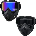 Motorcycle Helmet Riding Goggles Glasses With Removable Face Mask,Vintage Bullet Fight Motocross 