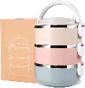 Thermal Bento Lunch Box, 2.1 Liters Stainless Steel Insulated Lunch Box 3 Layers Stackable Insulated Lunch Box for Children Adult School Office Picnic Food Container