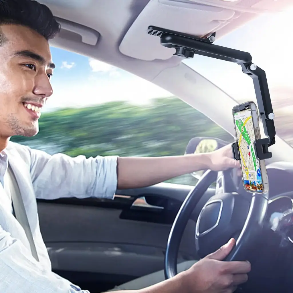 Sun Visor Phone Holder,360° Rotatable Rearview Phone Holder, Cell Phone Holder for Car Sun Visor Perfectly for iPhone, Samsung & Other Cellphone, Car Accessories 
