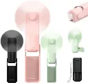 Portable Handheld Fan, 3 IN 1 Mini Hand Fan USB Rechargeable 3 Speeds Personal Foldable Desk Fan with Flashlight, Lanyard, Small Pocket Fan for Travel Concerts Lash, Gifts