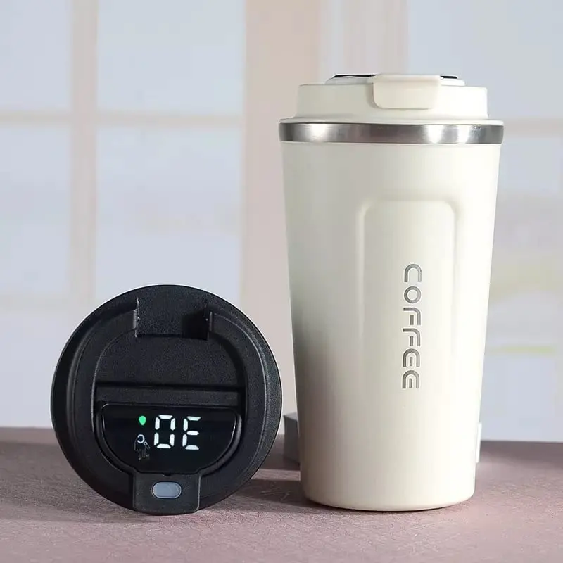 Stainless Steel Double Wall Insulated Coffee Mug with Smart LED Temperature Display | 380 ML 