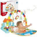 Baby Piano Play Mat Gym & Fitness Rack with Hanging Rattles Keyboard Set with Music Mode & Additional Rattle Ball - Multicolor