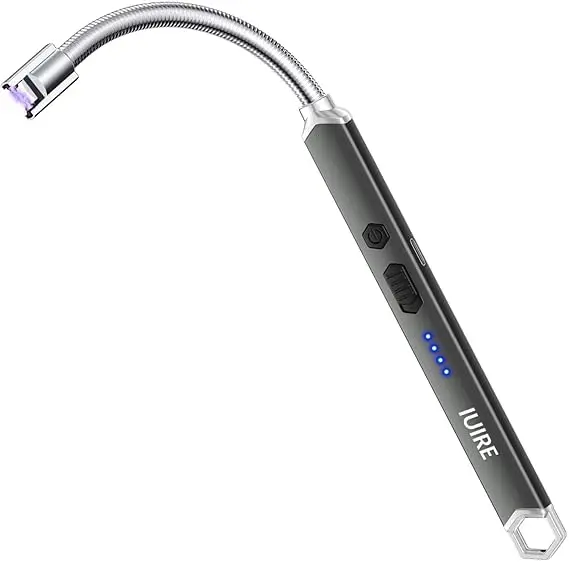 IUIRE Electric Arc Lighter Rechargeable USB C Flexible Neck for Candle Camping BBQ, Grey 