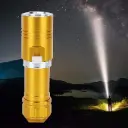 Ubervia® Diving Flashlight, 100000 Hours Service Life Aluminium Alloy LED Flashlight for Hiking for Camping for Diving(Gold)