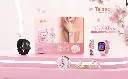 Telzeal TC11 Mini Smart Watch With 3 Pair Strap Analog Watch Makeup Mirror Hair Clip and Wireless Charger Combo For Ladies Pink 