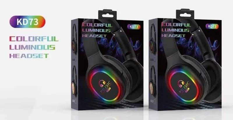  KD73 GAMING MUSIC COLORFUL LUMINOUS WIRELESS BLUETOOTH HEADSET 