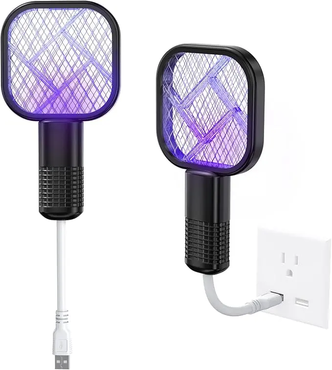 Fly Swatter, USB Mini Mosquito Swatter, Portable Fly Killer, Insect Killer for Pest Control, Mosquito Bat for Indoor and Outdoor Use 1 Pack (No Built-In Battery) 
