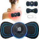 Wireless Body Massager Machine for Pain Relief | 8 Modes & 19 Strength Levels | EMS Vibrating Mini Butterfly Massager for Back, Neck, Shoulders, and Legs 