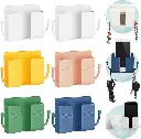 Wall Mount Phone Holder with Hooks, 2 Pcs Self-Adhesive Wall Organizer Storage Box, Wall-Mounted Phone Charging Stand Remote Control Brackets Holder for Bedroom Bathroom Office and More 