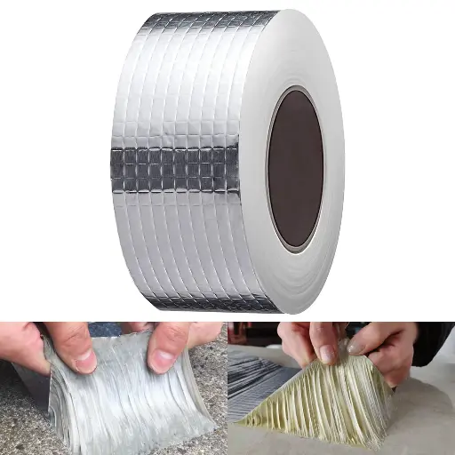 Leakage Repair Waterproof Aluminium Rubber Tape, Hot & Cold Temperature Aluminium Foil Tape, Perfect for Sealing Water Leakage