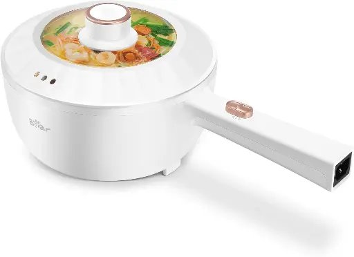 Hot Pot Electric, 2L Multifunctional Portable Pot for Cooking, 1000W Rapid Noodles Electric Pot, Non-Stick Frying Pans for Steak, Egg, Ramen, Oatmeal with Dual Power Adjustment 