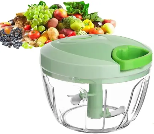 Vegetable Chopper Manual Food Chopper with Container, Hand Pull String Veggie Cutter for Salad Garlic Nut Onion 