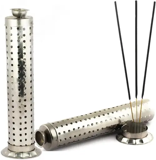 Shubhkart Nitya Stainless Steel Agarbatti Stand for Puja |Incense Stick Holder with Ash Catcher|Stainless Steel Incense Burner 