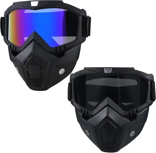 Motorcycle Helmet Riding Goggles Glasses With Removable Face Mask,Vintage Bullet Fight Motocross 
