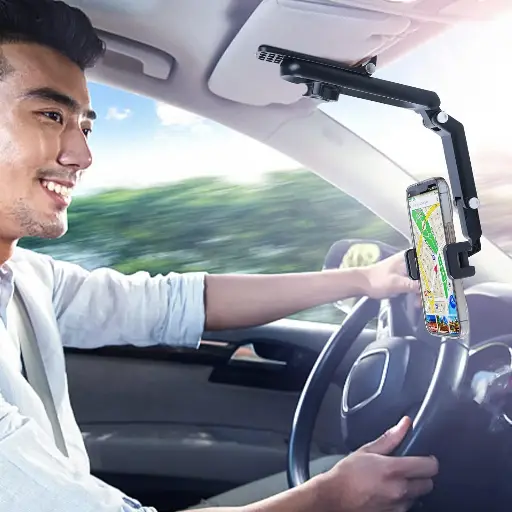 Sun Visor Phone Holder,360° Rotatable Rearview Phone Holder, Cell Phone Holder for Car Sun Visor Perfectly for iPhone, Samsung & Other Cellphone, Car Accessories 