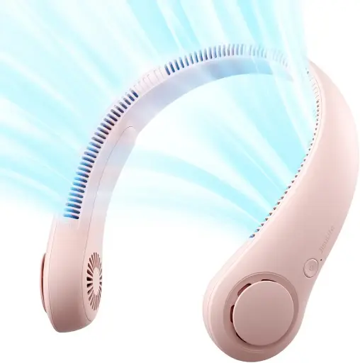 Portable Neck Fan, Hands-Free Bladeless, 3 Speeds, Battery Operated Wearable Personal Fan, Twistable, Rechargeable, Gift for Women Men