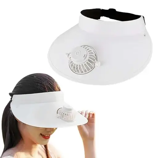 Confidence USB Rechargeable Sun Protection Visor Hat Fan Cap Large Brim Fan Cap for Travel Outdoor Activities 