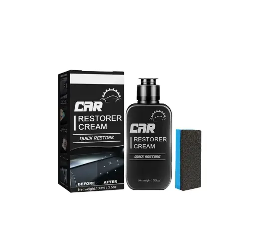 Magic Car Restorer Cream - Revives Faded Dash, Seats & Bumpers Instantly (Includes 100ml Cream + Sponge) 