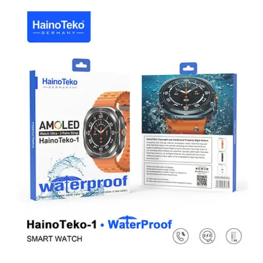 HainoTeko-1 Waterproof Smartwatch With AMOLED Display and 3 Pair Straps For Men