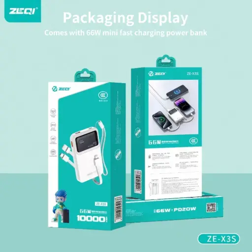 ZEQI 10000mAh 66W built-in fast charging power supply 