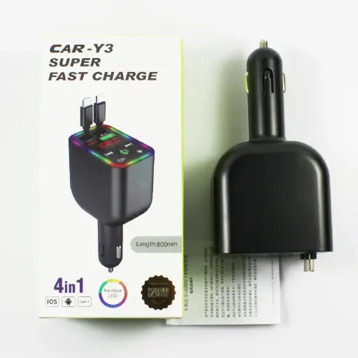 USB C Car Adapter Cigarette Car Charger: 120W 4-in-1 Retractable Fast Charging Adapter with USB-C & USB Ports
