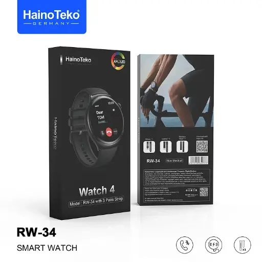 Haino Teko RW-34 AMOLED Display Smart Watch with 3 Pair Strap For Men's and Boys 