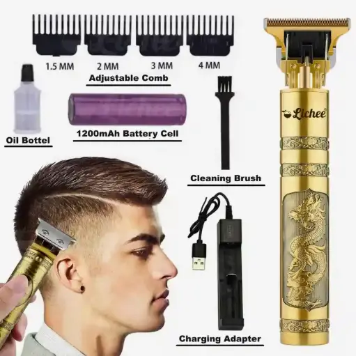LICHEE LT-B01 Beard Hair Shaving Machine For Men,1200mAh DetachableRechargeable Battery Trimmer 120 min Runtime 4 Length Settings  (Gold)
