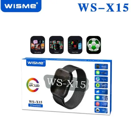 Wisme Super Amoled Smart Watch with 3 Bands WS-X15 