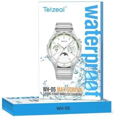 Telzeal WH-05 Waterproof Smart Watch With Max Screen 3 Pair Straps and Wireless Charging Designed for Mens and Boys