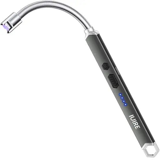 IUIRE Electric Arc Lighter Rechargeable USB C Flexible Neck for Candle Camping BBQ, Grey 