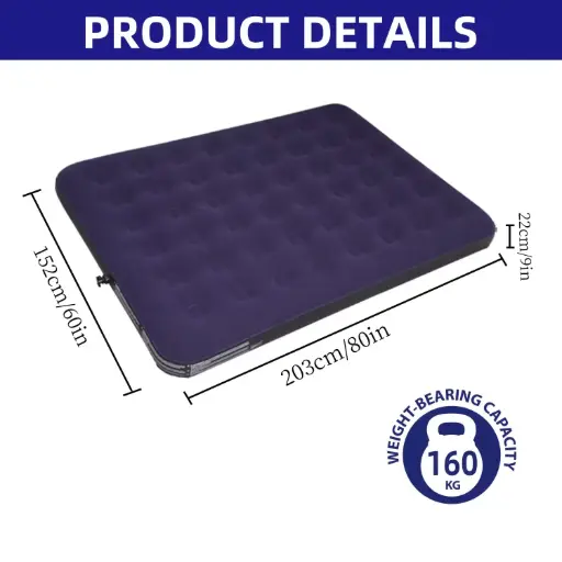 COMCO PVC Inflatable Camping Mattress Folding Sleeping Mat Waterproof Tent Mattress Outdoor Double Air Bed Without Pump 