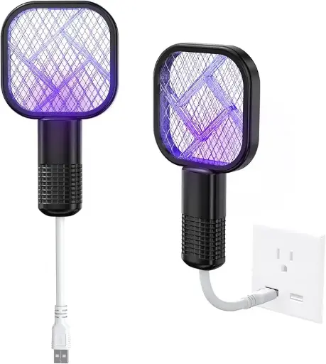 Fly Swatter, USB Mini Mosquito Swatter, Portable Fly Killer, Insect Killer for Pest Control, Mosquito Bat for Indoor and Outdoor Use 1 Pack (No Built-In Battery) 
