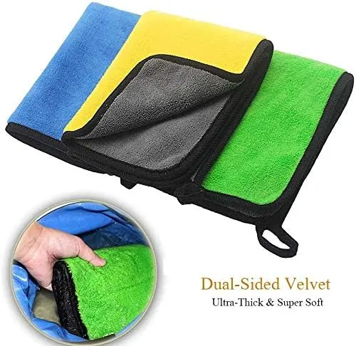  Car Drying Towel, Free Microfiber Cleaning Cloth,Premium Professional Soft Microfiber Towel,Super Absorbent Detailing Towel for Car/Windows/Screen/Kitchen, 3Pack 