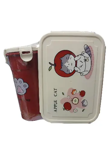 All in One Lunch Box with Water Bottle Plastic Tiffin Set with Spoon for Kids Perfect for Schools Picnics and Day Trips 