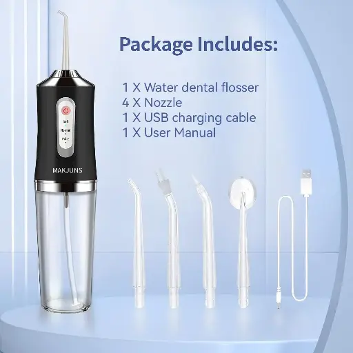 Water-Flosser-Cordless-Teeth-Cleaner Water Dental Flosser with 3 Modes 4 Jets Rechargeable IPX7 Waterproof for Travel Home Braces