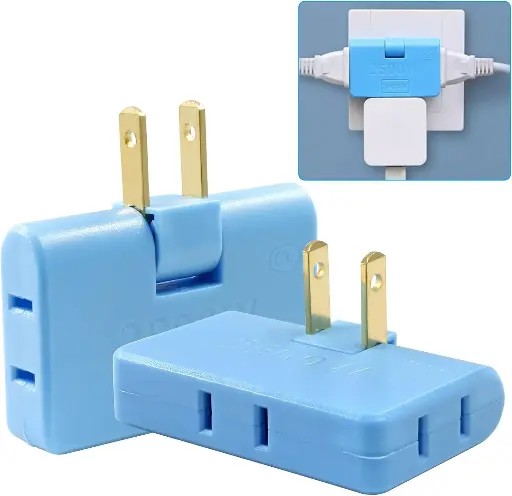 Rotatable Flat Wall Outlet Extender, Flat Plug Adapter Outlet 2500W, Power Socket Converter Plug Perfect for Home and Travel 