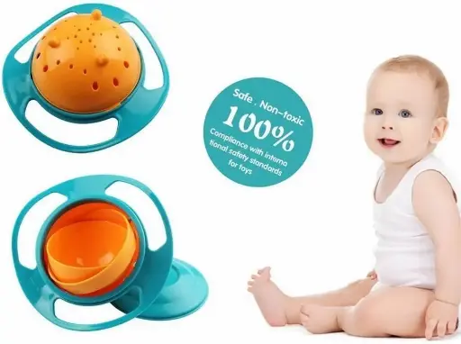 Berry President Magic Bowl 360 Degree Rotation Spill Resistant Gyro Bowl with Lid For Toddler Baby Kids Children