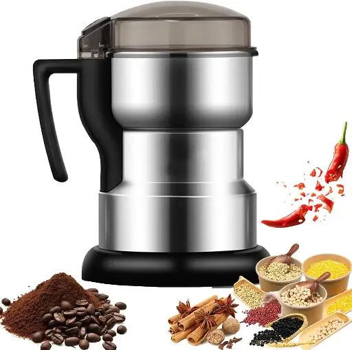 Electric Household Grinding Mill, 100ml Mini Spice Grinder, Dry Grinding Machine, High Speed Crushing, for Coffee Bean, Spices, Herbs, Nuts, Grains, Seeds 8 Blade