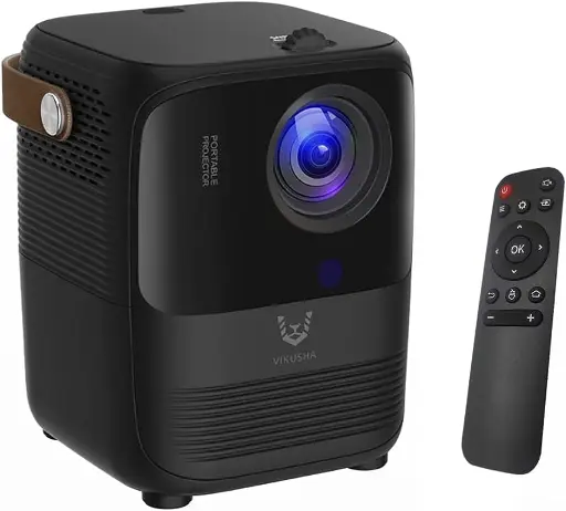 VIKUSHA V880 Plus Multimedia Android Projector 1080P Intelligent Screen Projection Wi-Fi and Bluetooth Home TV Game With Remote and Stand
